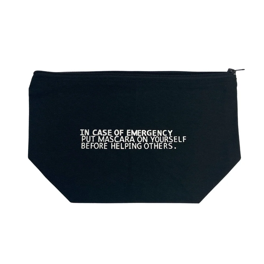 Mascara Emergency Makeup Bag Funny Cosmetic Pouch Black NEW